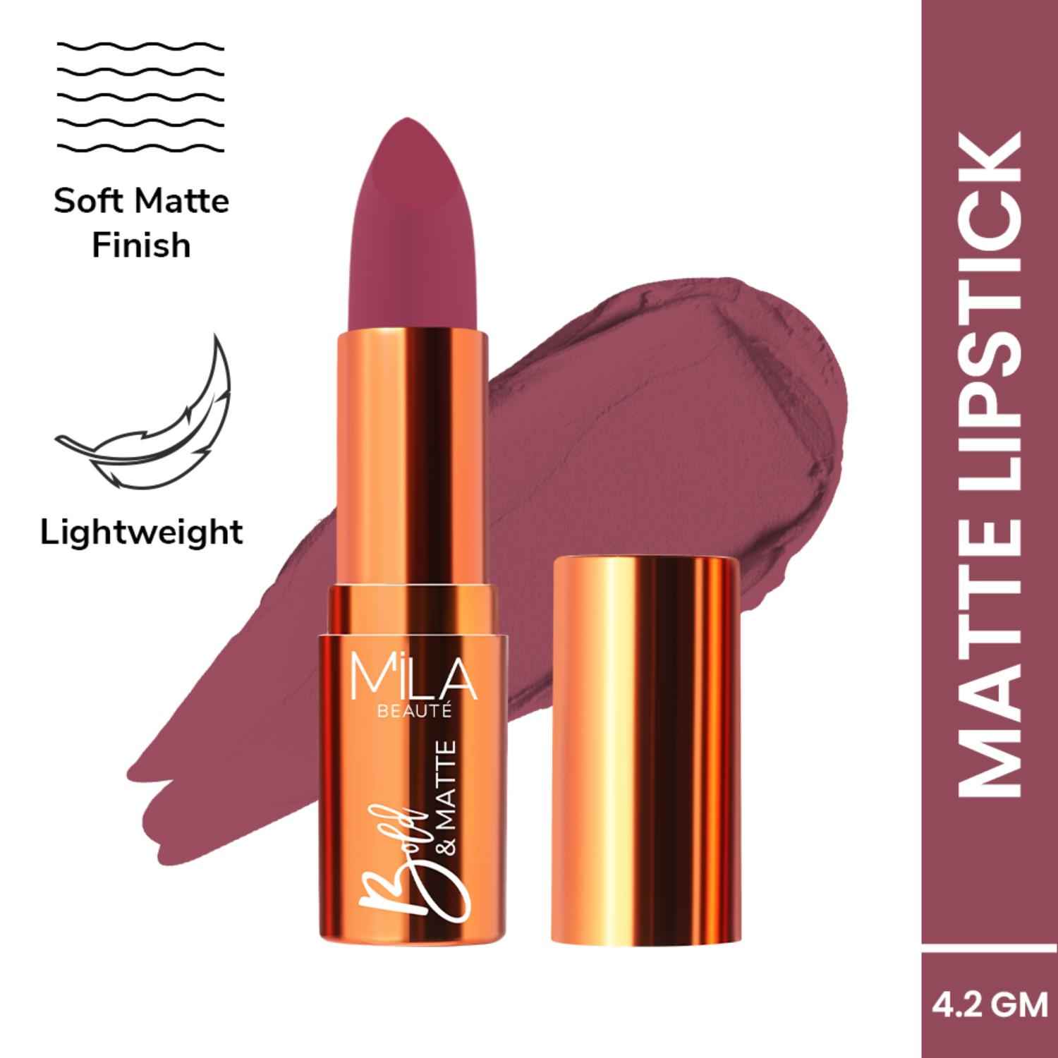 Buy MILA BEAUTE Bold & Matte Lipstick Soft Matte Finish - 17 Pep Talk (4.2 gm) - Purplle