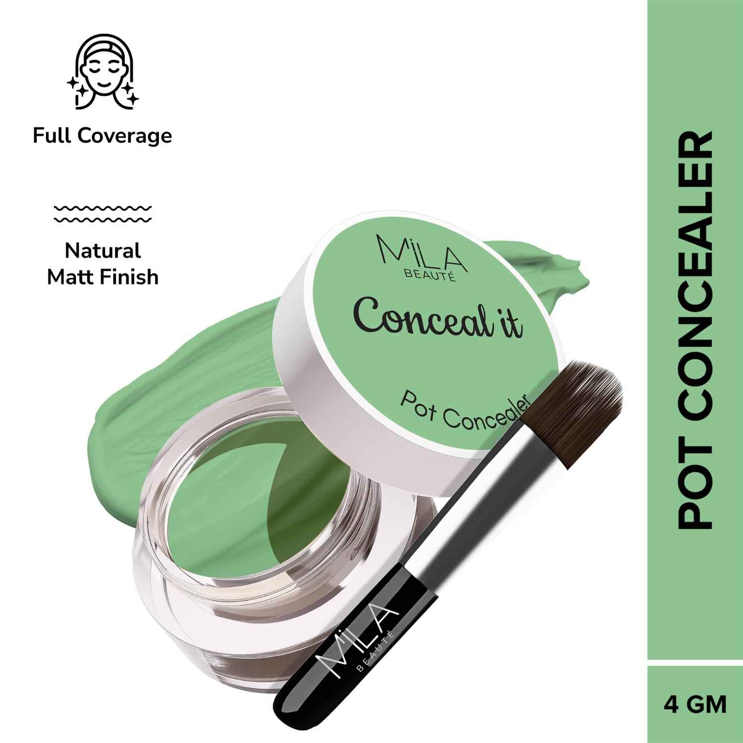 Buy MILA BEAUTE Conceal It Pot Concealer With SPF 15 & Vitamin-E Light Weight & Full Coverage Concealer - Green Corrector (4 gm) - Purplle