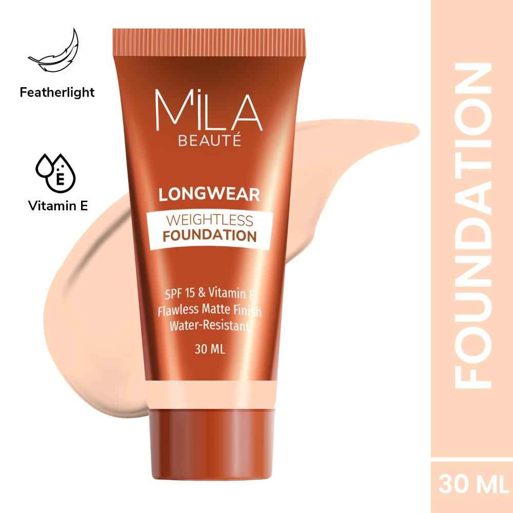 Buy MILA BEAUTE Longwear Weightless Foundation Matte Finish SPF15 - 102 Ivory (30 ml) - Purplle