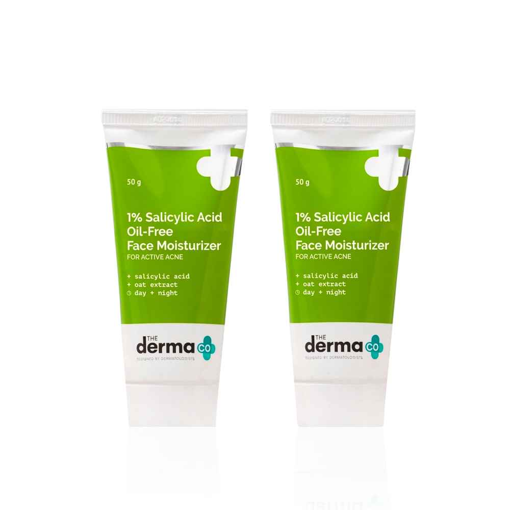 Buy The Derma Co. 1% Salicylic Acid Oil-Free Moisturizer For Face with Oat Extract For Active Acne - 50g*2 Pack of 2 - Purplle