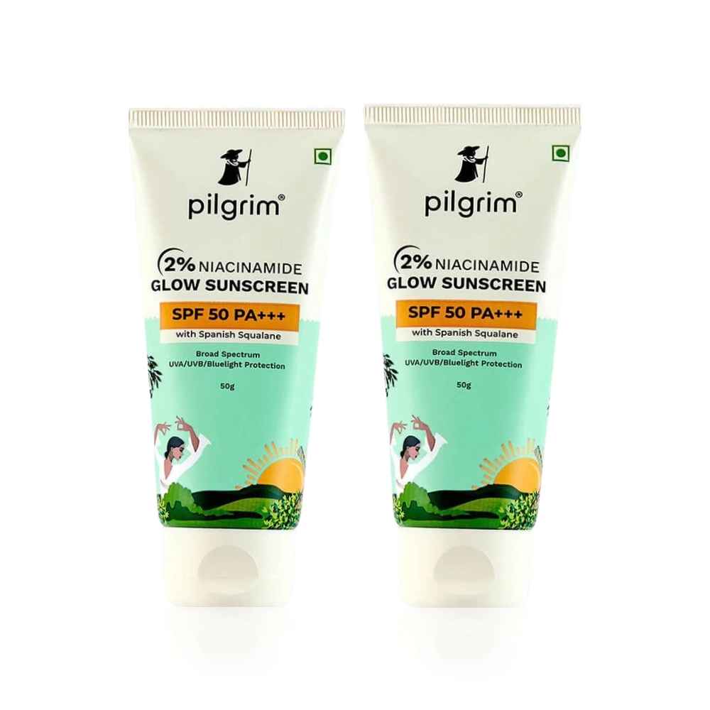 Buy Pilgrim 2% Niacinamide Glow Sunscreen Spf 50 Pa+++ - Pack of 2 (50gm * 2) - Purplle