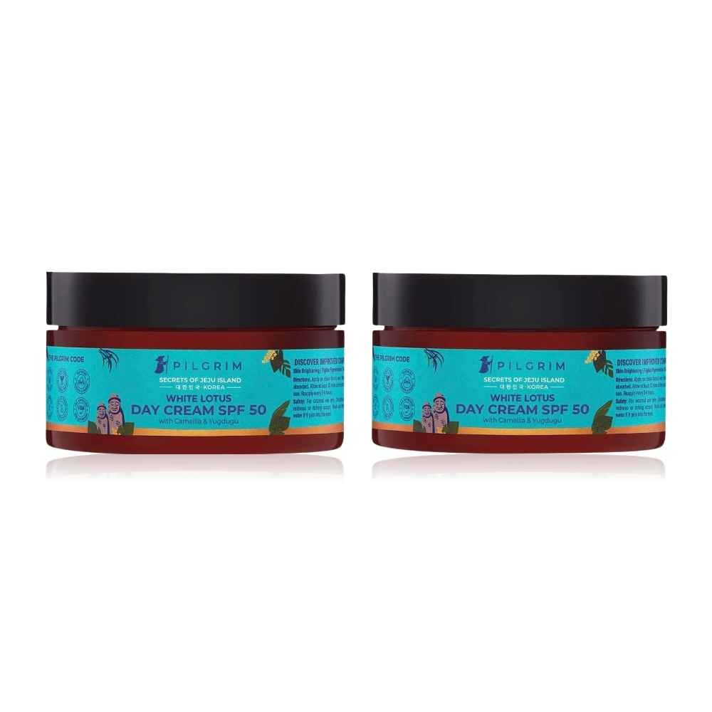 Buy Pilgrim White Lotus Day Cream Pack of 2 (100gm*2) - Purplle