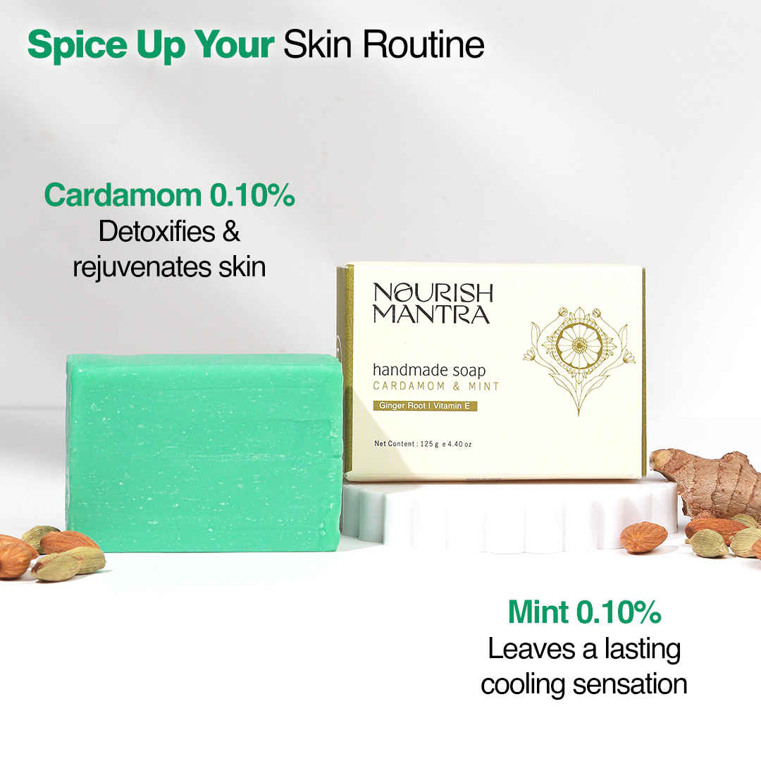 Buy Nourish Mantra Cardamom & Mint Handmade Bathing Bar Soap for Moisturized and Smooth Skin - 125gm - Purplle