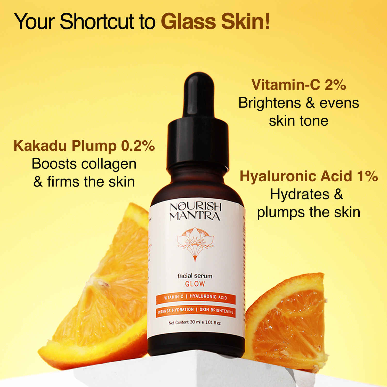 Buy Nourish Mantra Glow Serum with Vitamin C & Hyaluronic Acid for Radiant and Glowing Skin - 30ml - Purplle