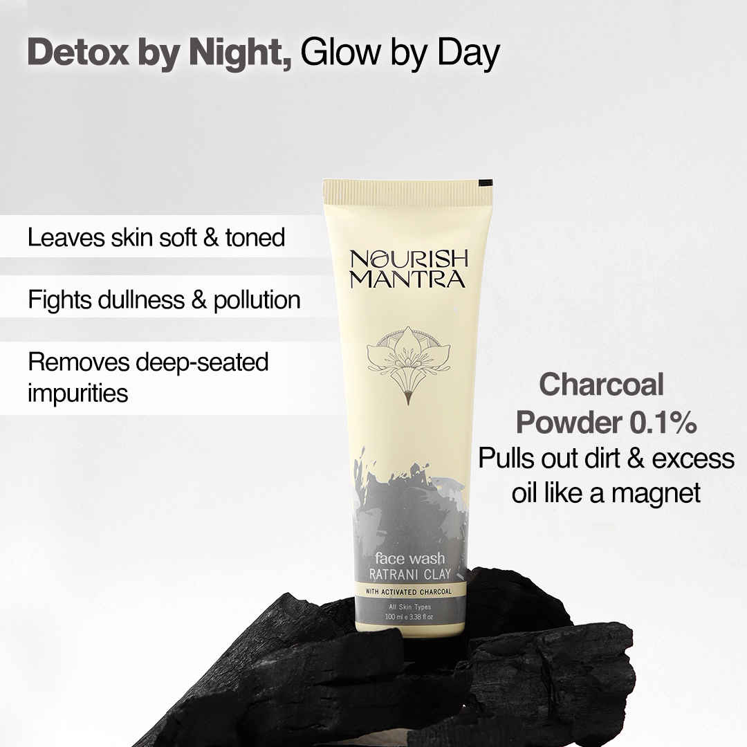 Buy Nourish Mantra Ratrani Moroccan Lava Face Wash with Activated Charcoal for Deep Pore Cleansing - 100ml - Purplle