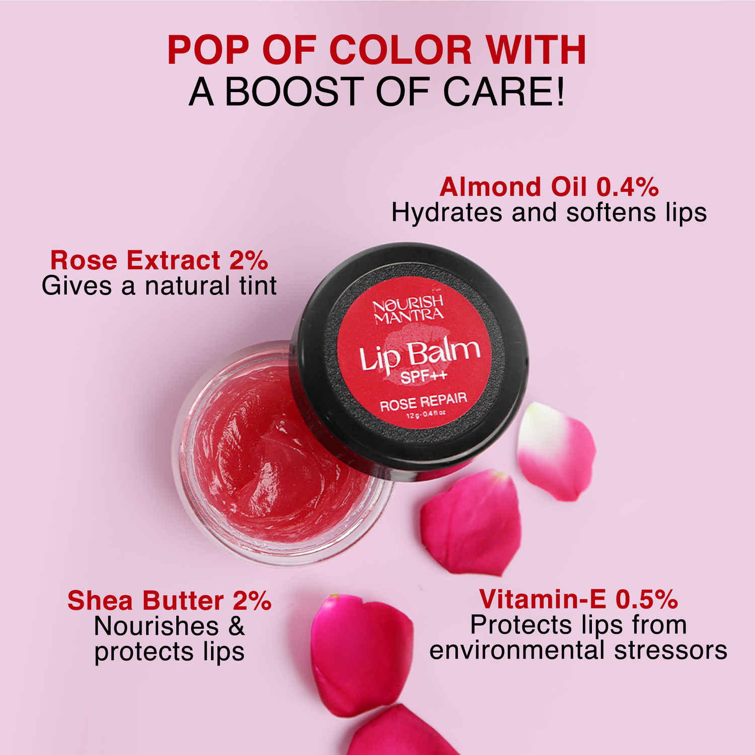 Buy Nourish Mantra Rose Repair Lip Balm with Shea Butter & Vitamin E for Dry, Chapped and Dark Lips - 12gm - Purplle