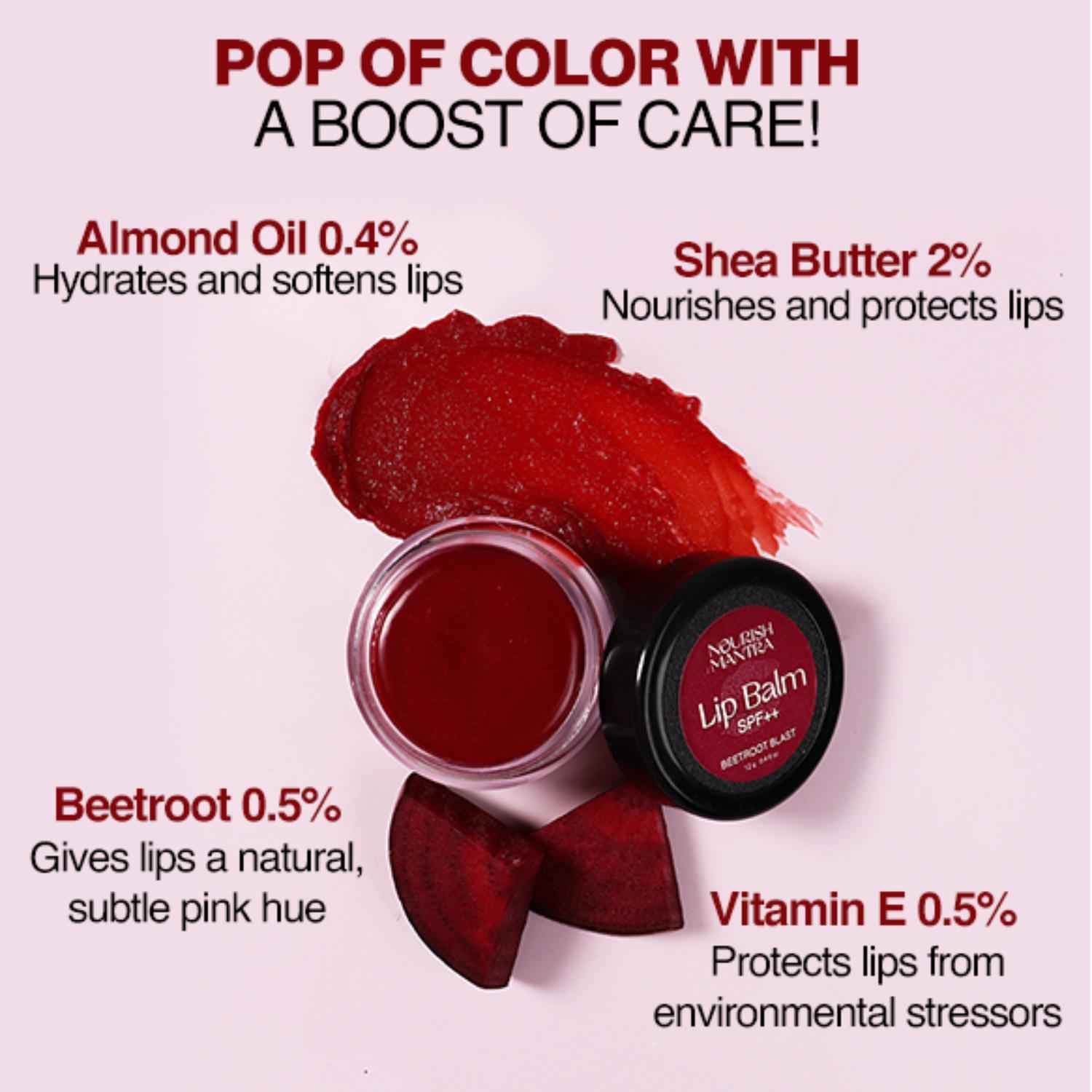 Buy Nourish Mantra Beetroot Blast Lip Balm with SPF & Olive Oil for Soft & Moisturized Lips - 12 gm - Purplle
