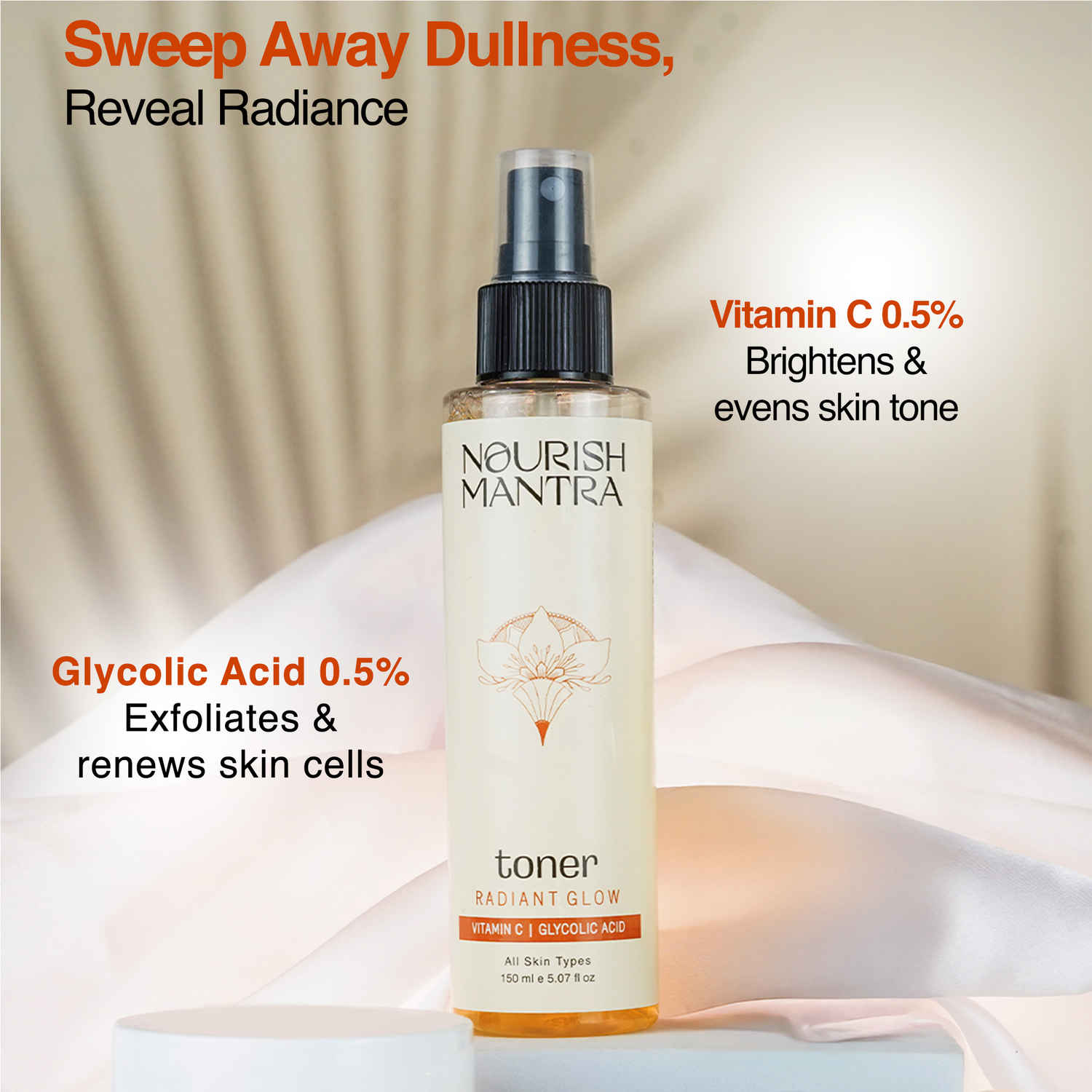 Buy Nourish Mantra Radiant Glow Toner with Glycolic Acid for Glowing Skin & Pore Tightening - 150ml - Purplle