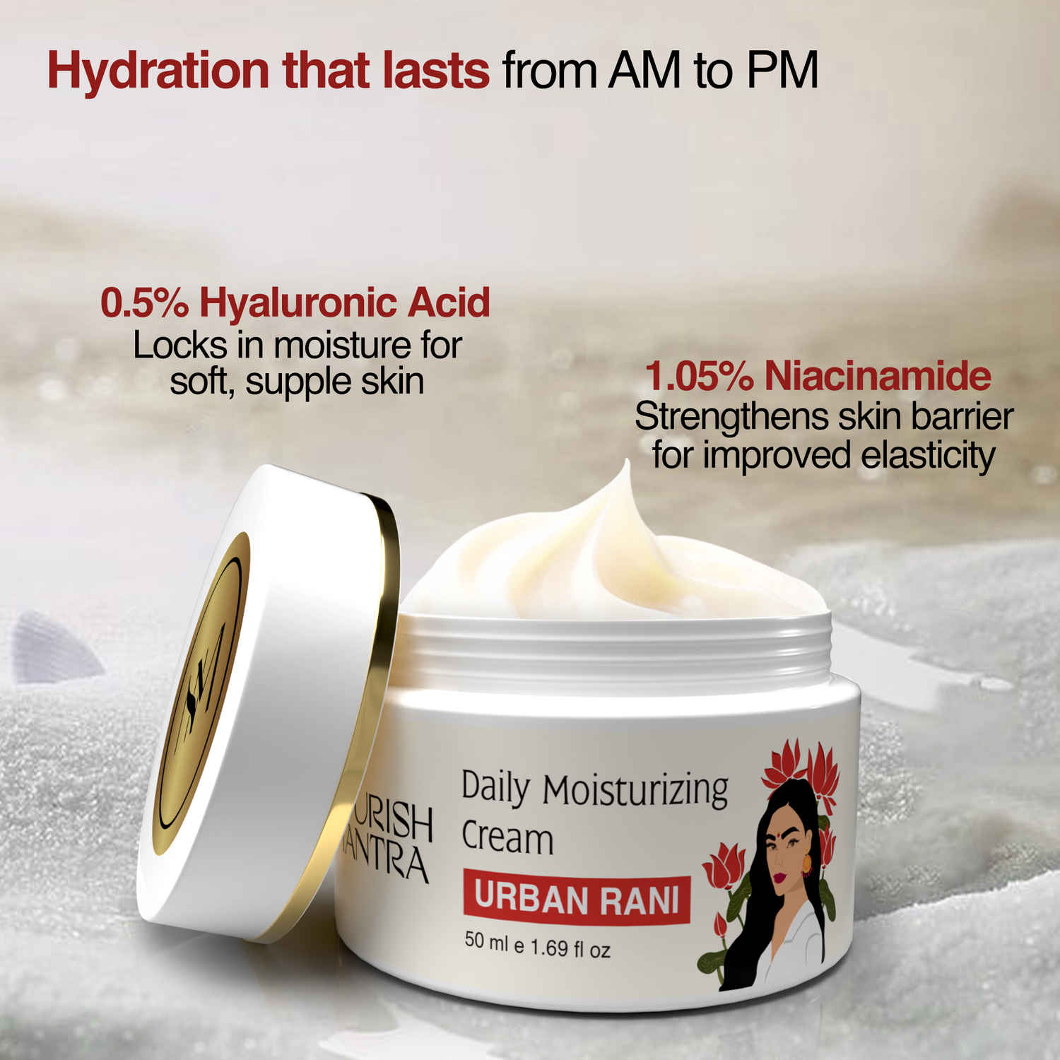 Buy Nourish Mantra Urban Rani Daily Moisturizing Cream with Hyaluronic Acid for Smooth & Dewy Skin - 50ml - Purplle