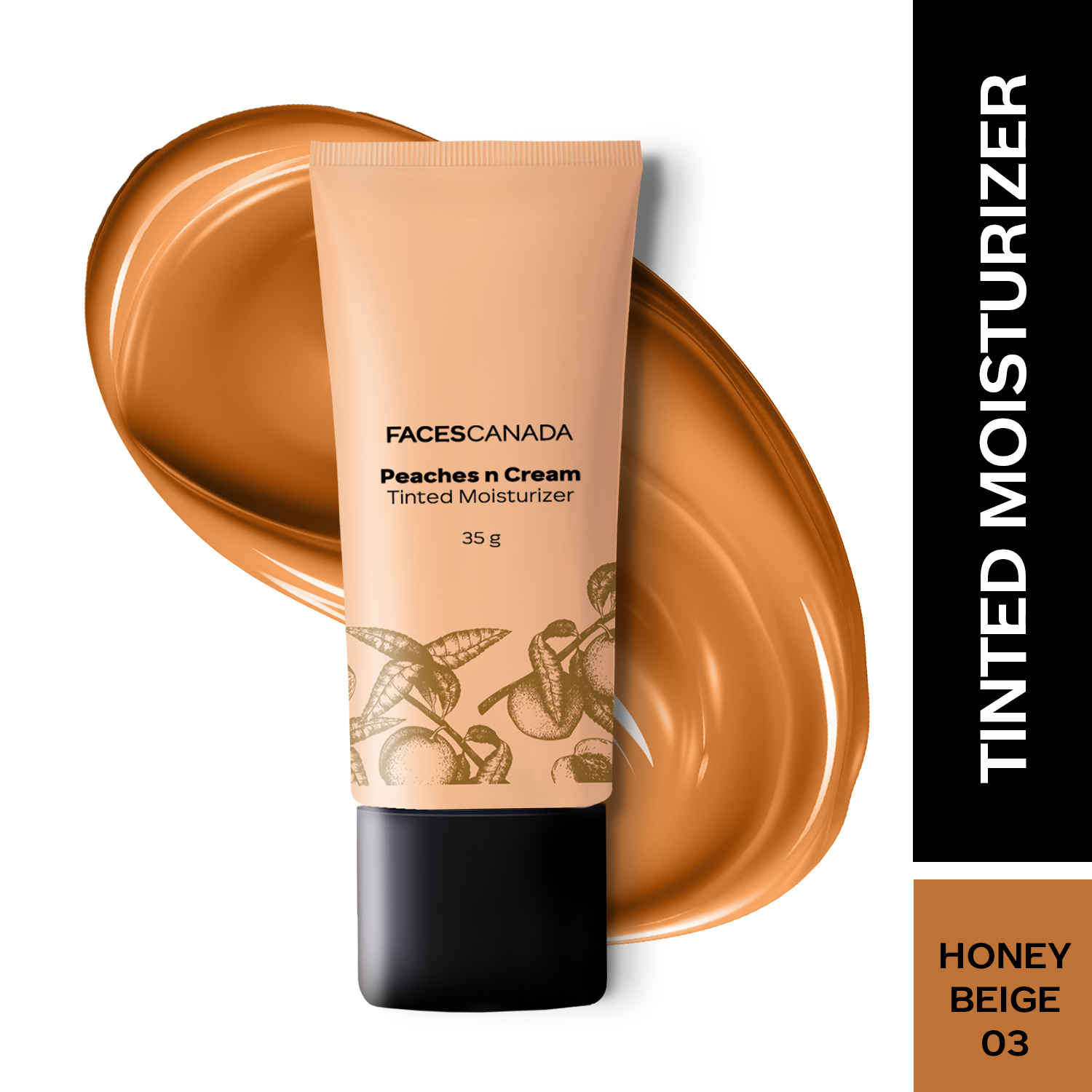 Buy FACES CANADA Peaches N Cream Tinted Moisturizer - Honey Beige 03, Full Size (35 gm) | Soft Peachy, Natural Glow | Lightly Tinted BB Cream | Non Oily Lightweight Gel Formula | Blends Easily | Suitable For All Skin Types - Purplle