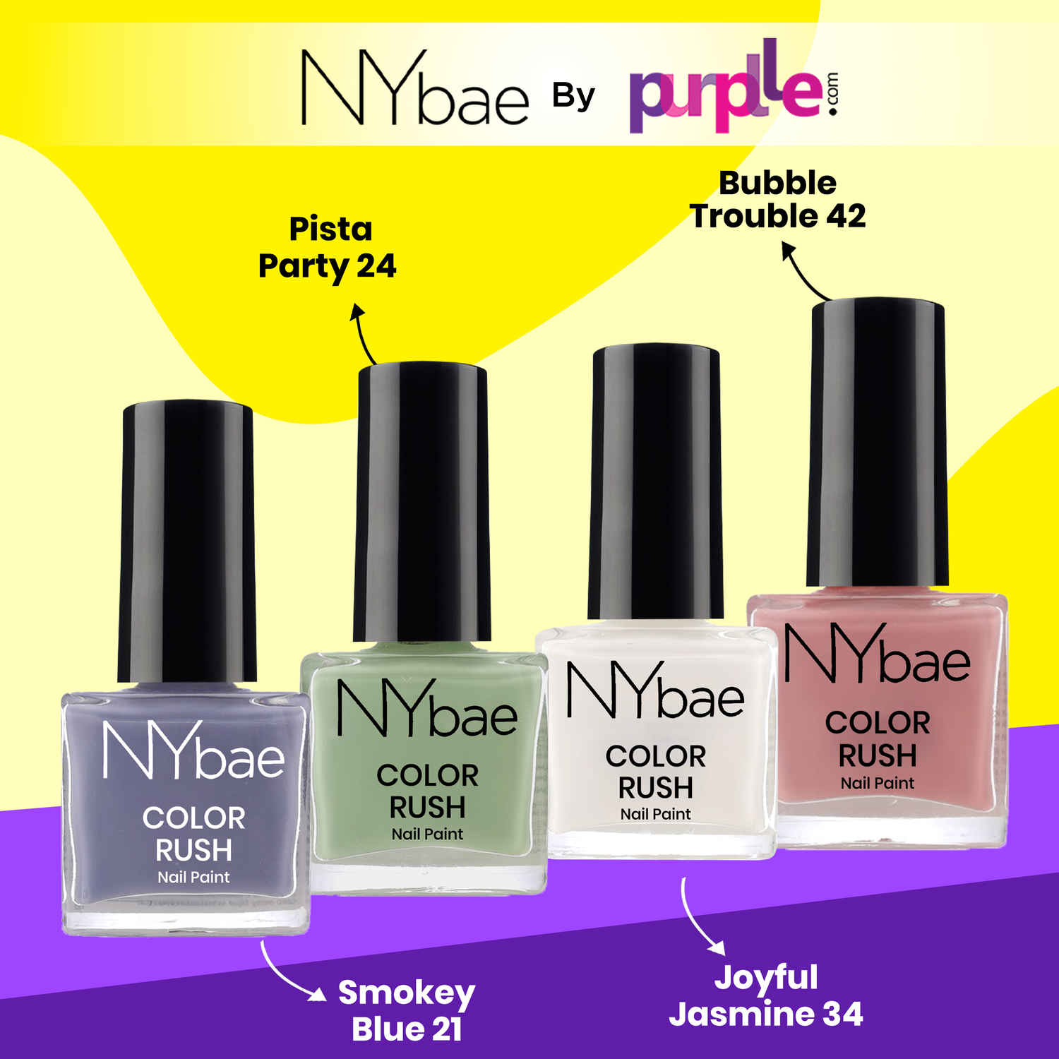 Buy NY Bae Color Rush Nail Paint Set - Pretty Pastels 08| Chip Resistant | Long Lasting | Quick Dry | Glossy Gel Nail Polish (36 ml) - Purplle