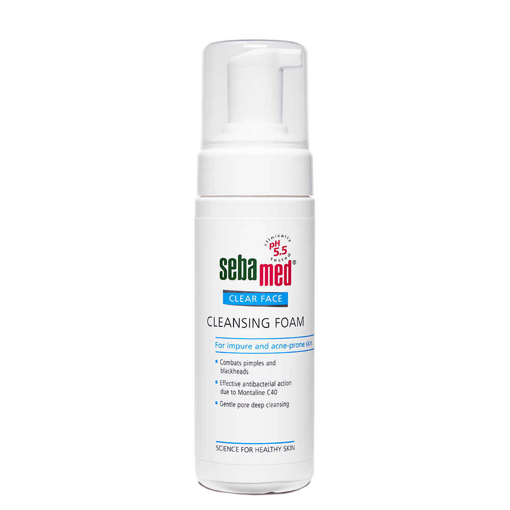 Buy Sebamed Clear Face Foam 150 ml|PH 5.5|Acne, pimples & blackheads|Montaline C40|Gentle deep cleanser - Purplle
