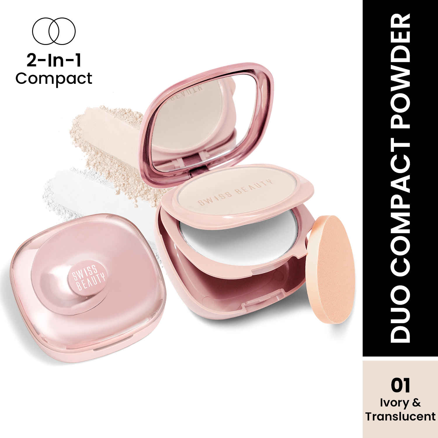 Buy Swiss Beauty Matte & Set Duo Lightweight Compact | Compact Powder + Translucent Powder 01-Ivory 20 gm - Purplle