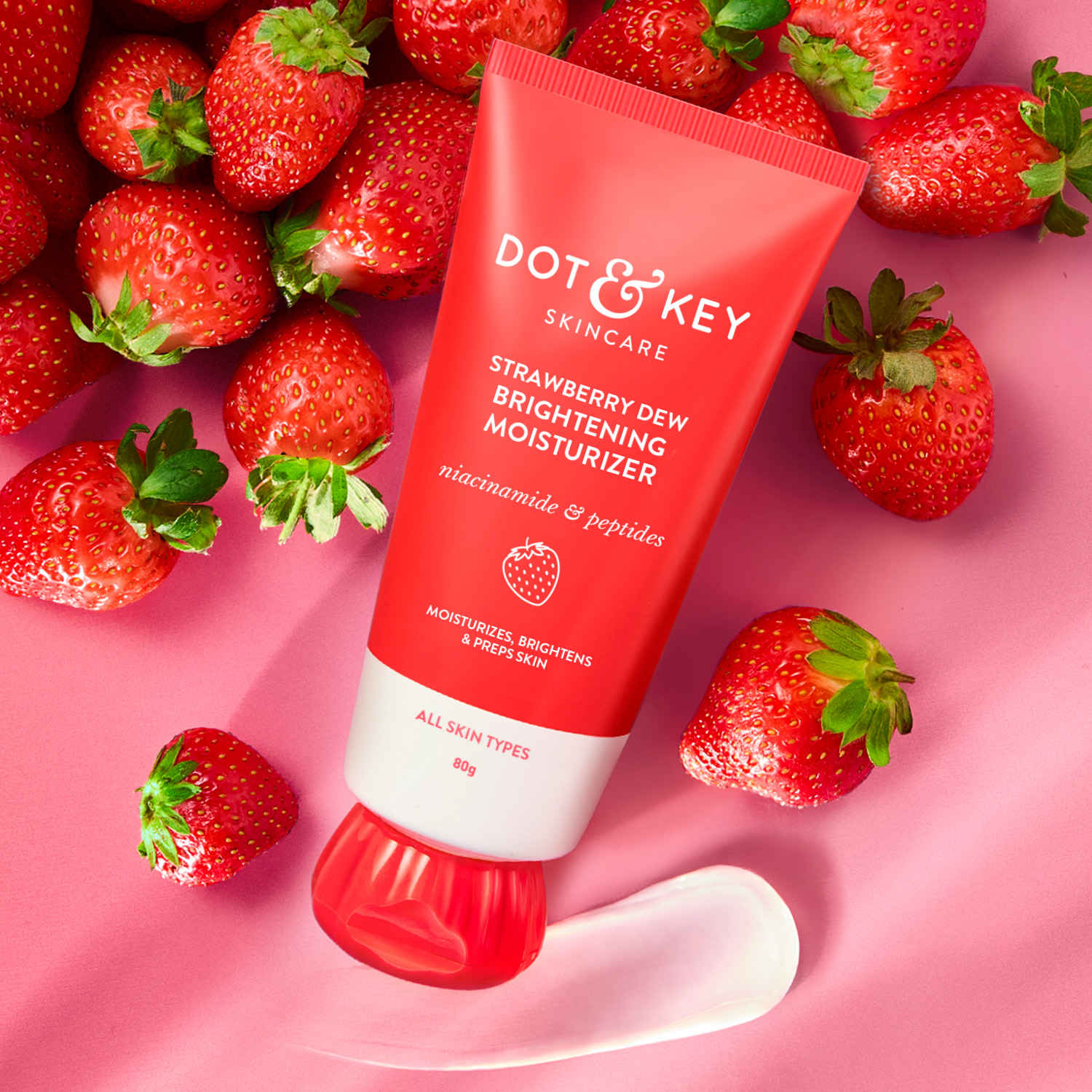 Buy Dot & Key Strawberry Dew Do-It-All Moisturizer with Niacinamide, Peptides & Hyaluronic Acid, Non-sticky, Brightens Skin, Intense Moisturization, Non-Comedogenic & Fragrance Free, Lightweight- 80 gm - Purplle