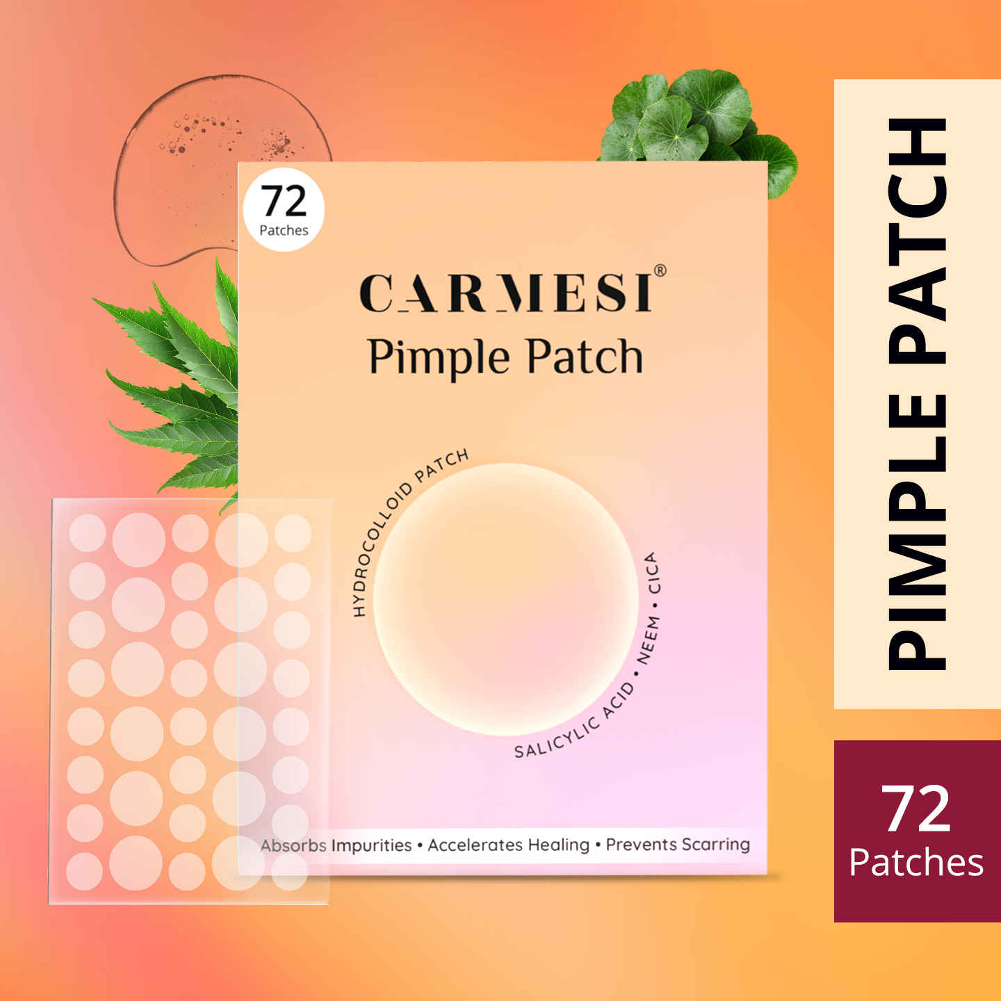 Buy Carmesi Pimple Patch | Hydrocolloid Pimple Patches | Salicylic Acid, Neem, Cica | Blend Seamlessly | Safe for All Skin Types - 1 Pc - Purplle
