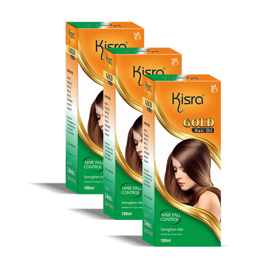 Buy Kisra Gold Hair Oil for Frizz Control, Hair Smoothening and Hair Growth with Goodness of Sesame Oil & Natural Coconut Oil | For All Hair Type 100 ml (Pack of 3) - Purplle
