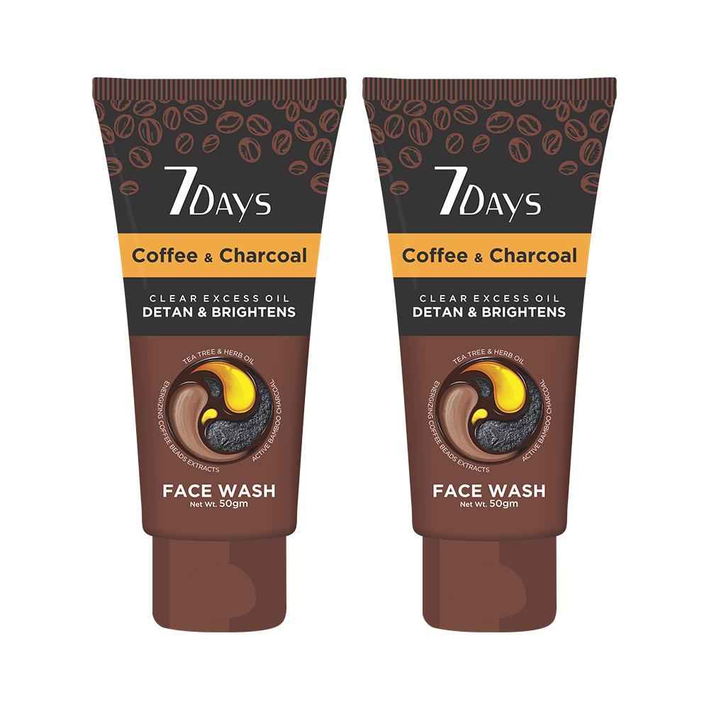 Buy Kisra’s 7Days Coffee & Charcoal Face Wash | Skin Purifying, Deep Detox and Pore Cleansing | Removes 99.9% Acne causing bacteria and gives Hydrated Skin, For All Skin Types 50 gm (Pack of 2) - Purplle