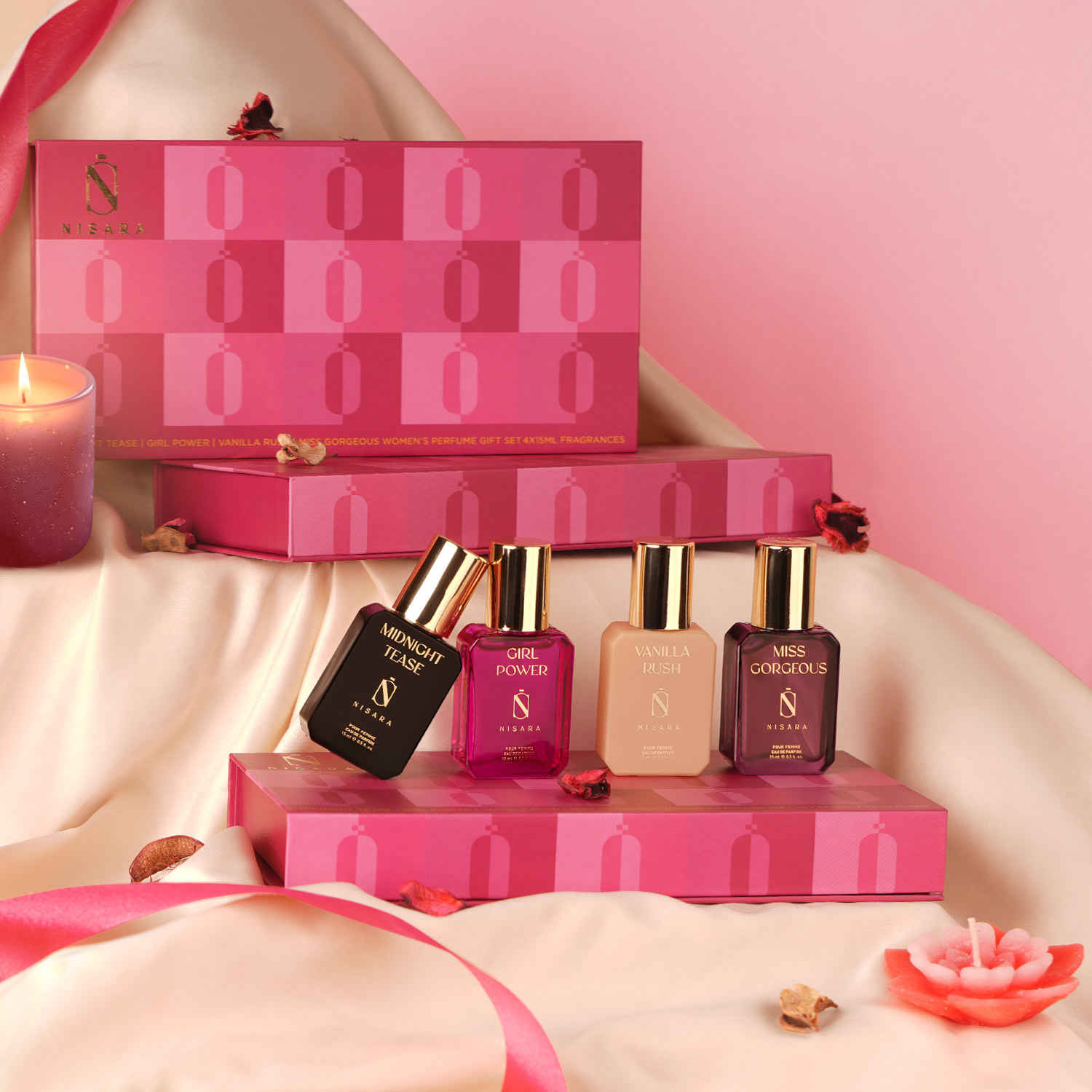 Buy Nisara Long Lasting Woman Perfume Gift Set 4x15 ml(60 ml)|Notes:- Warm Vanilla, Floral Woody Musky with | Midnight Tease | Girl Power | Vanilla Rush | Miss Gorgeous | Travel & Pocket-friendly perfume kit | Ideal gift for Woman, Wife, Girlfriend - Purplle