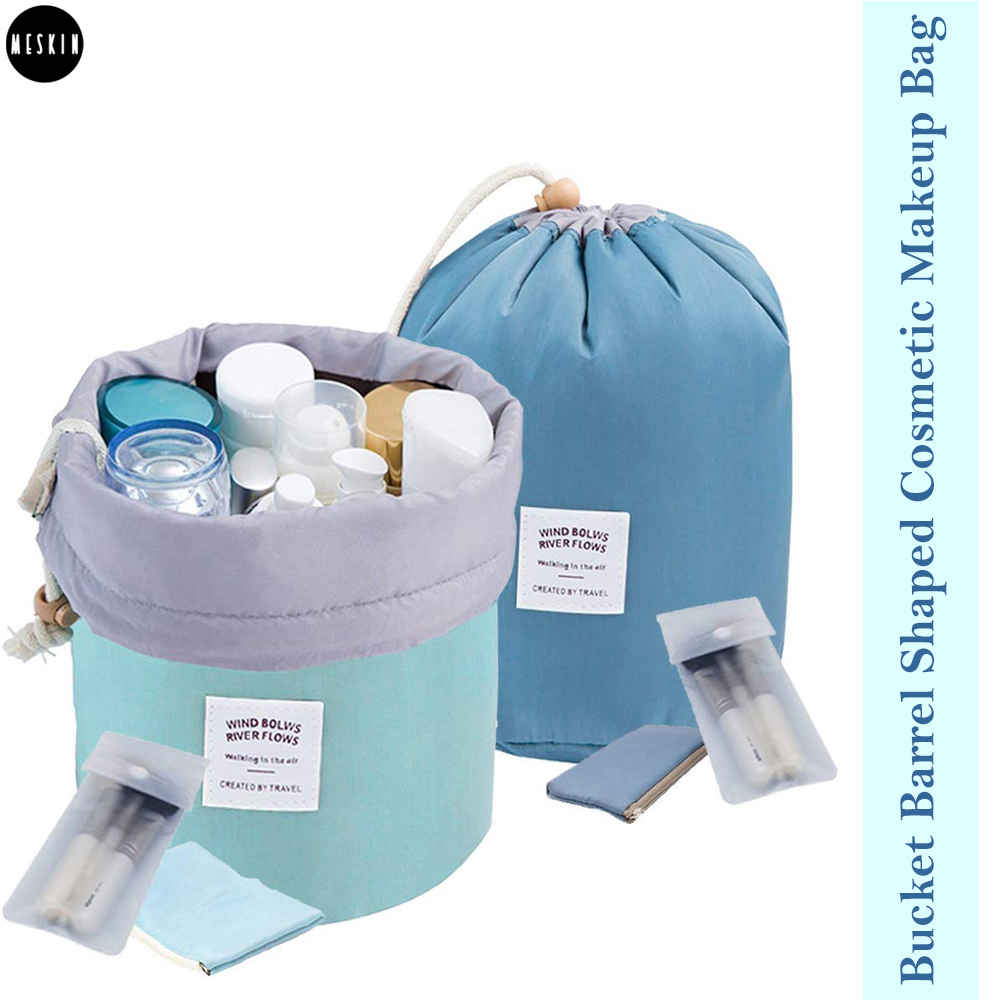 Buy MeSkin Barrel Bucket Shaped Foldable Makeup Bag, Travel Case Pouch(Assorted Color) - Purplle