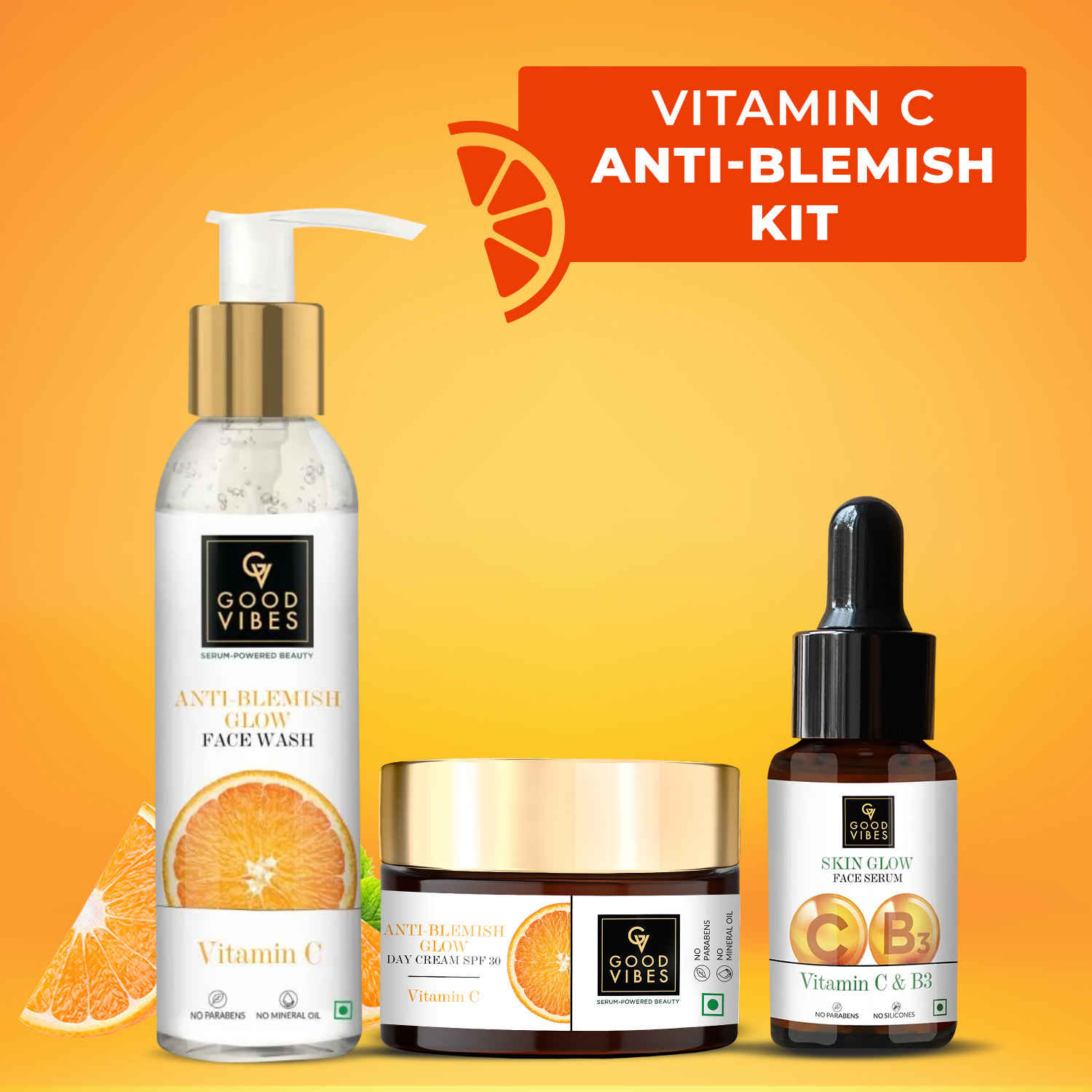 Buy Good Vibes Radiant Glow Vitamin C CSM Combo (Set of 3) (Facewash 120ml + Serum 10ml + Moisturizer 50g) - Combo of 3 - Purplle