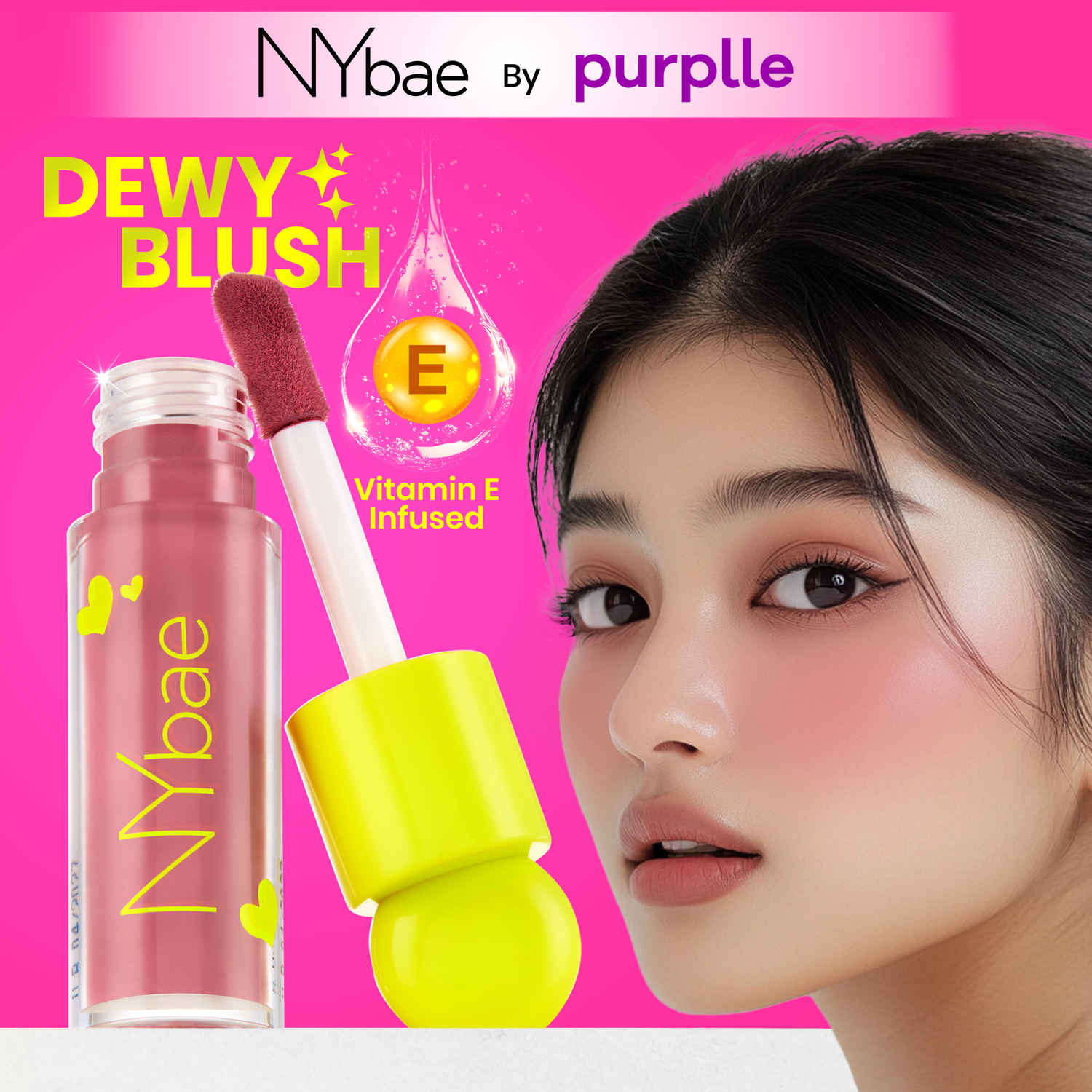 Buy NY Bae Dewy Creme Blush - Sunkissed Pink 01 (5.5 ml) | Liquid Blush | Dewy & Bold Finish | Natural Glow | Lightweight Formula | Buildable Pigment | Everyday Makeup | Hydrating Blush | Silky & Weightless | Long-Lasting Wear - Purplle