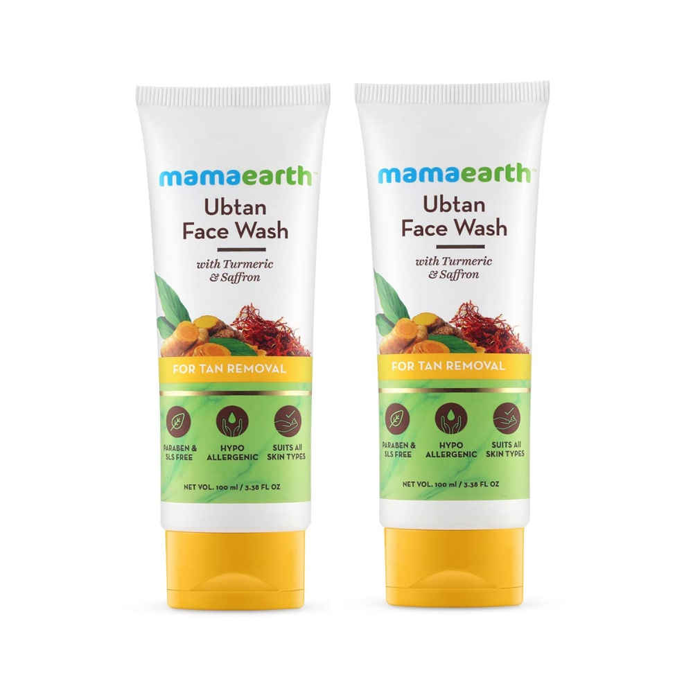Buy Mamaearth Ubtan Natural Face Wash For All skin type With Turmeric & Saffron For Tan Removal And Skin Brightning (100 ml*2) - Purplle