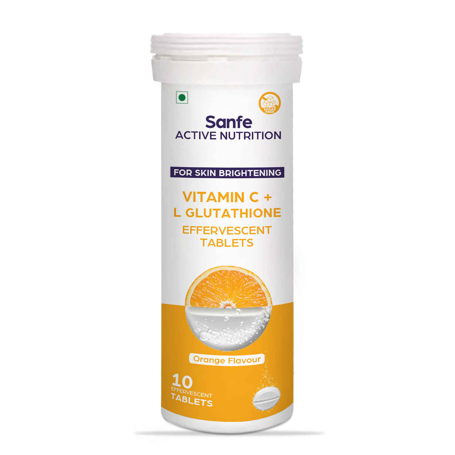 Buy Sanfe Effervescent Tablets - Vitamin C + L Glutathione | Active Nutrition For Skin Brightening | Clear & Glowing Skin | 10 Tablets - Purplle
