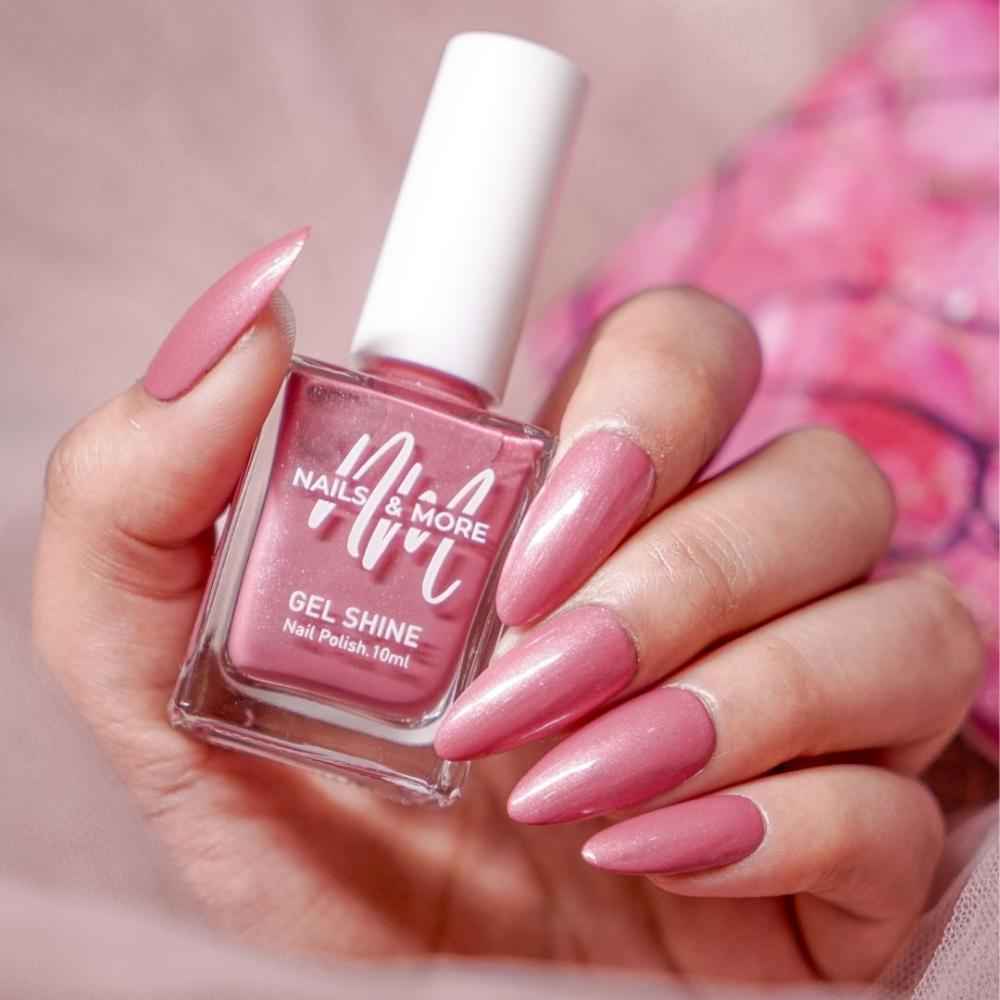 Buy Nails & More Argan Oil Infused Gel Shine Nail Polish | Long-lasting & Quick-dry Formula | High Shine Nail Enamel for Women | 14 Metallic Pink, 10 ml - Purplle