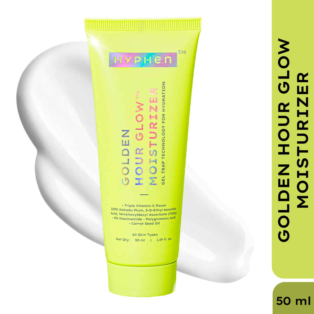 Buy Hyphen Golden Hour Glow Face Moisturizer | Skin Brightening with Triple Vitamin C -20% Kakadu Plum, 3% Niacinamide oil free moisturizer - 50ml - Purplle