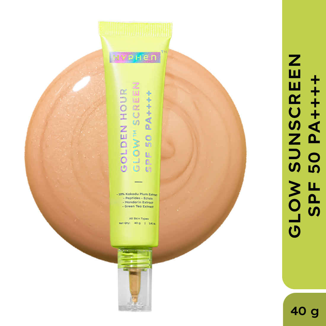 Buy Hyphen Golden Hour Glow™ Screen SPF 50 PA++++ for Sun Kissed Glow | Brightens with 10% Kakadu Plum | UV & Blue Light Protection | All Skin Types - 40 gm - Purplle