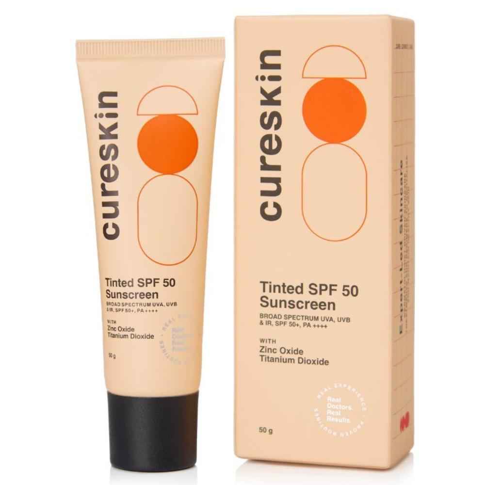 Buy Cureskin Mineral Sunscreen Matte Finish Tinted SPF 50 PA++++ | Broad Spectrum Sun (UVA/UVB/IR) Protection with Titanium Dioxide, 50 gm (Pack of 1) - Purplle
