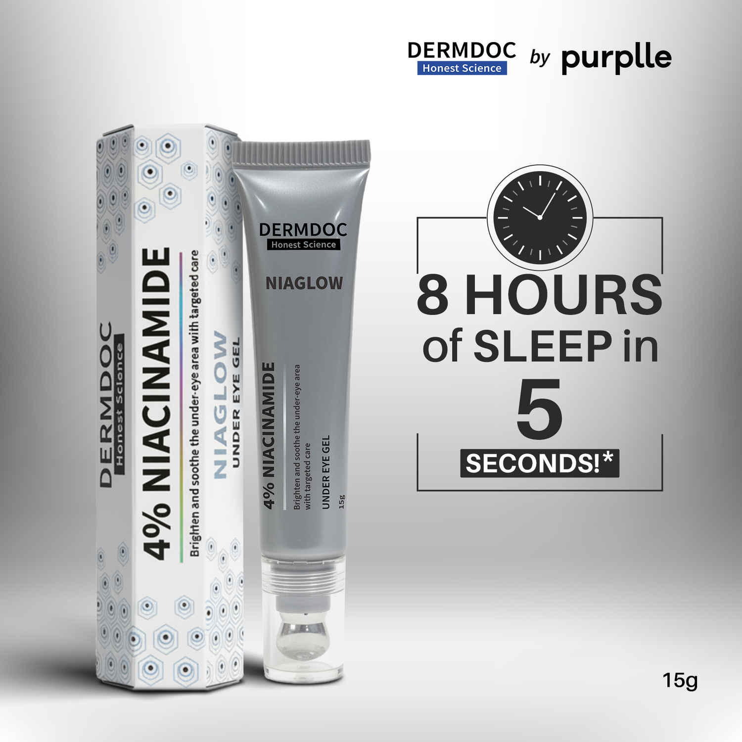 Buy DermDoc Niaglow 4% Niacinamide Under Eye Gel | Brightens Dark Circles | Reduces Puffiness | Cools & Soothes | Lightweight, Non-Sticky, Fast Absorbing | Eye Care Gel for Tired Eyes & Fine Lines – 15 gm - Purplle