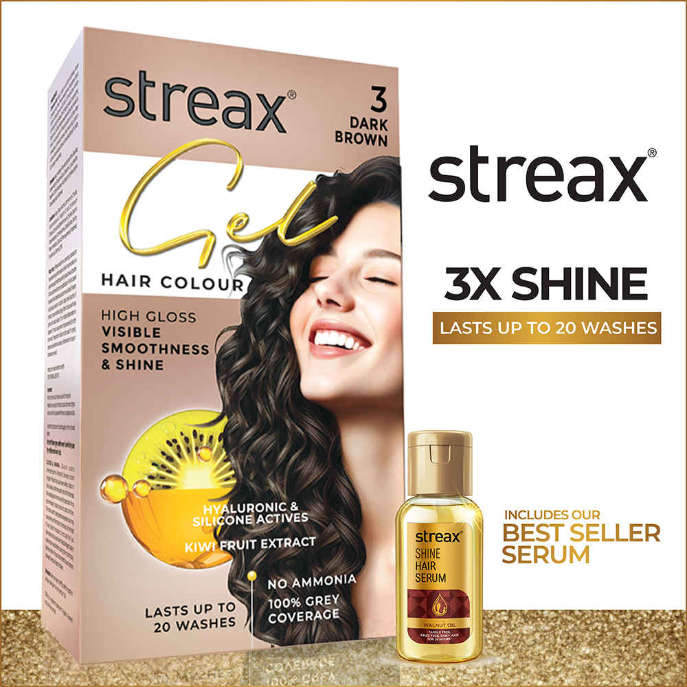 Buy Streax Gel Hair Colour for women, Dark Brown 3 , 150 ml |No ammonia hair color|100% grey coverage - Purplle