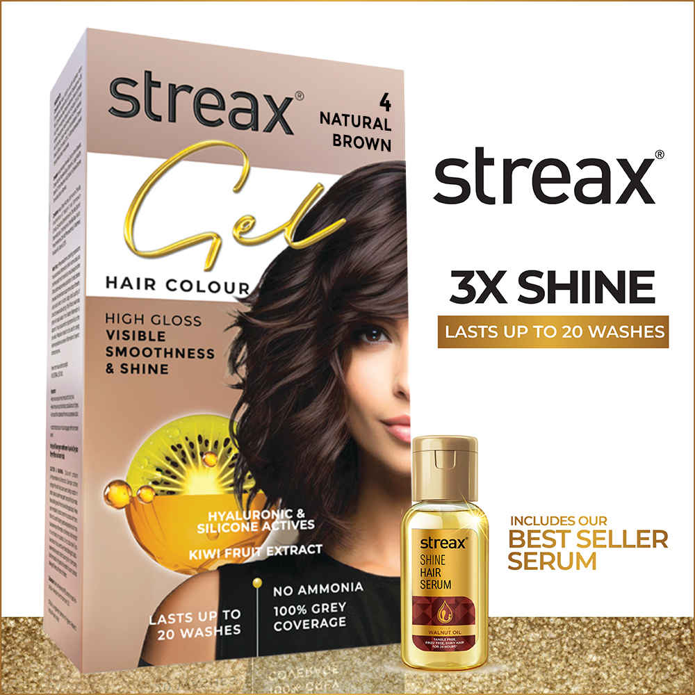 Buy Streax Gel Hair Colour for women, Natural Brown 4 ,150 ml |No ammonia hair color|100% grey coverage - Purplle