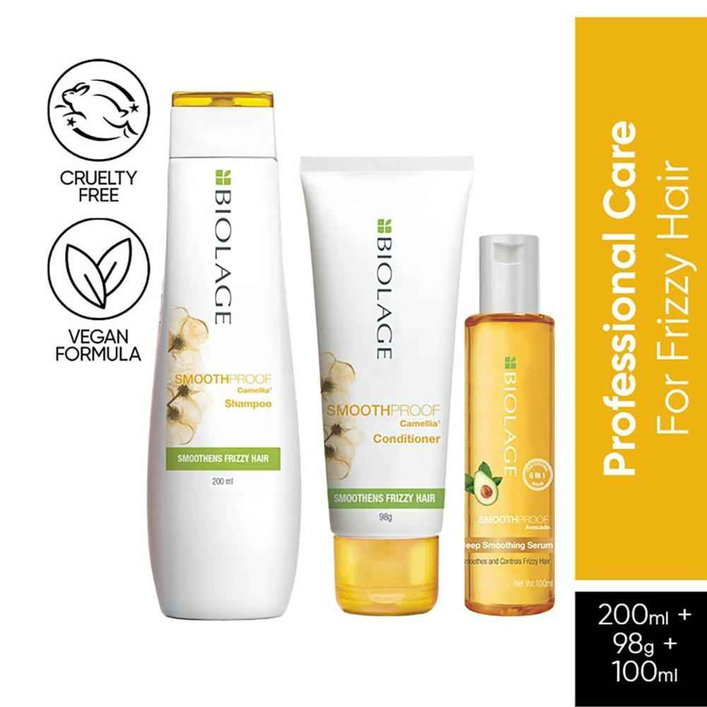 Buy Biolage Smoothproof Shampoo + Smoothproof Conditioner + Smoothproof 6-in-1 Deep Smoothing Serum (200ml + 98 gm + 100 ml) - Purplle