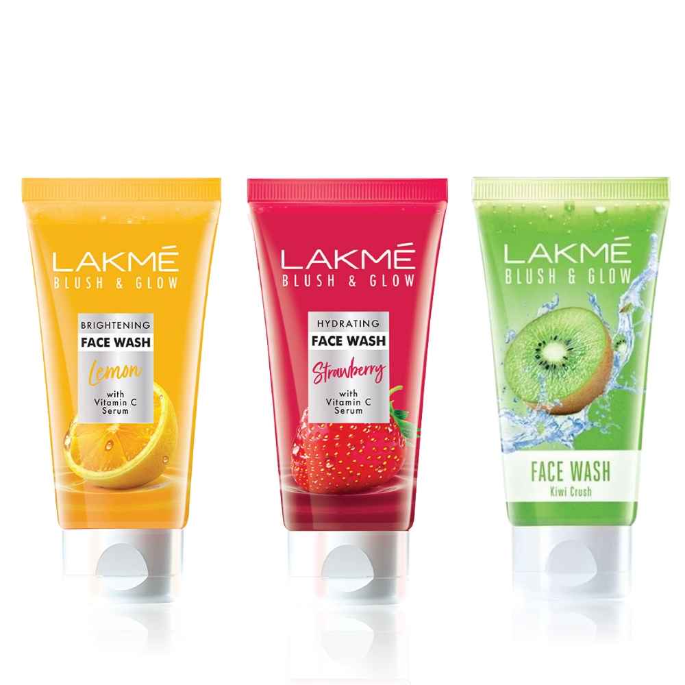 Buy Lakme Blush & Glow Lemon Gel Face Wash(100 gm)+ Blush & Glow Kiwi Gel Face Wash(100 gm)+ Blush & Glow Strawberry Gel Face Wash(100 gm)) - Purplle