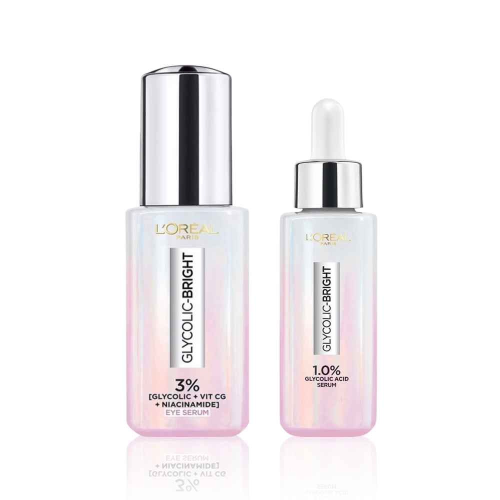 Buy L'Oreal Paris Glycolic Spot Treatment Duo- 1% Glycolic Acid Serum  (15 ml) + Dark Circle Eye Serum with 3% [GLYCOLIC + VIT CG + NIACINAMIDE], 20 ml - Purplle