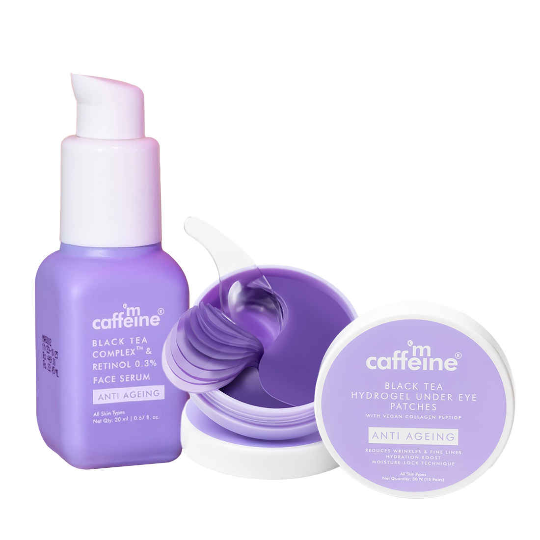 Buy mCaffeine Black Tea Eye patches + Black Tea Face Serum - Purplle