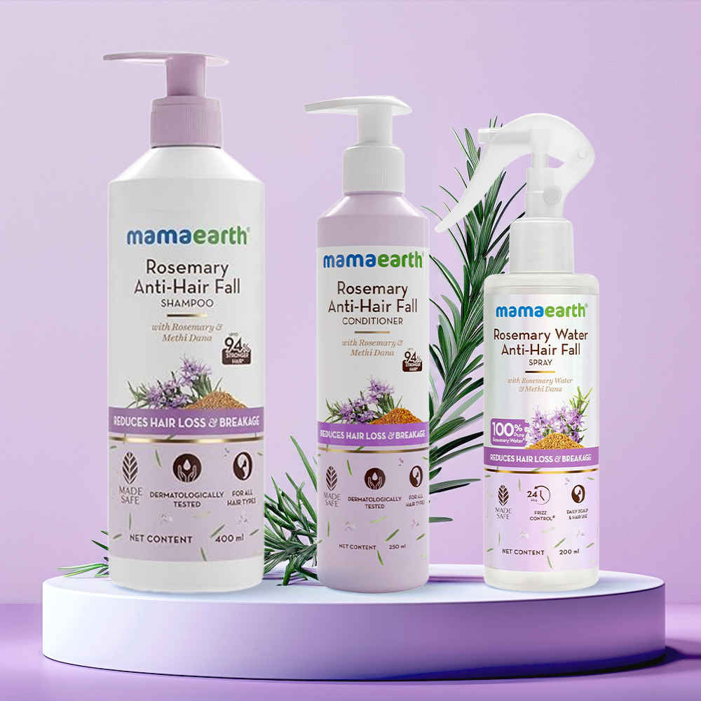 Buy Mamaearth Rosemary Anti-Hair Fall Combo (Rosemary Anti-Hair Fall Shampoo-400 ml + Anti-Hair Fall Conditioner-250 ml + Anti-Hairfall Spray-200 ml) - Purplle