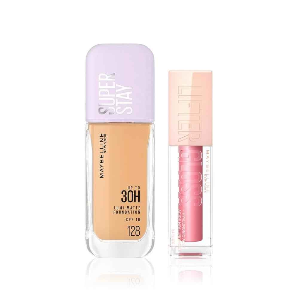 Buy Maybelline Foundation+Lifter Gloss ( Super Stay Lumi-Matte- shade 128 (35 ml) + Lifter Gloss - Petal (5.4 ml)) - Purplle