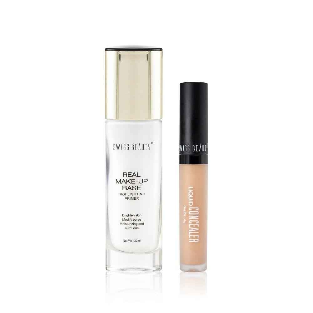 Buy Swiss Beauty Primer + Concealor Kit ( Highlighting Primer- Natural Tint (32 ml) + Liquid Concealer -Light Moyen (6 gm)) - Purplle
