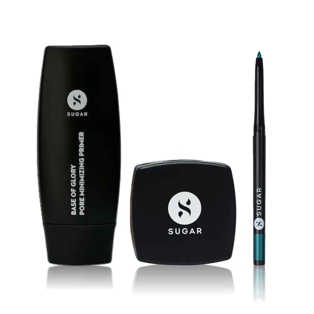 Buy Sugar Flawless Finish 4 (Pore Minimizing Primer (30 ml) + Banana Setting Powder (7 gm) + Kohl Of Honour Intense Kajal - 03 Aqua Lung (0.25 gm)) - Purplle