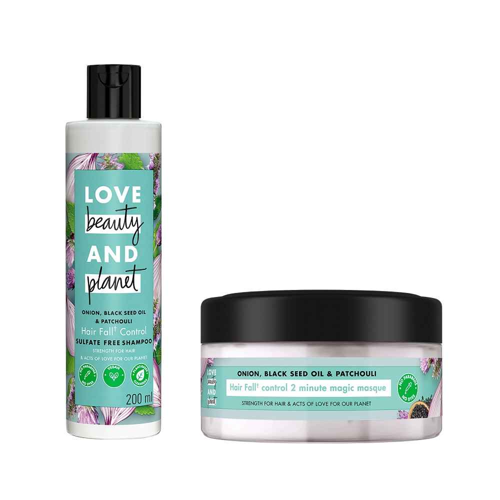 Buy Love Beauty & Planet Onion, BlackSeed & Patchouli Hairfall Control Sulfate Free Shampoo, 200 ml+Love Beauty & Planet Onion Black Seed & Patchouli Hair Mask, 200 ml - Purplle