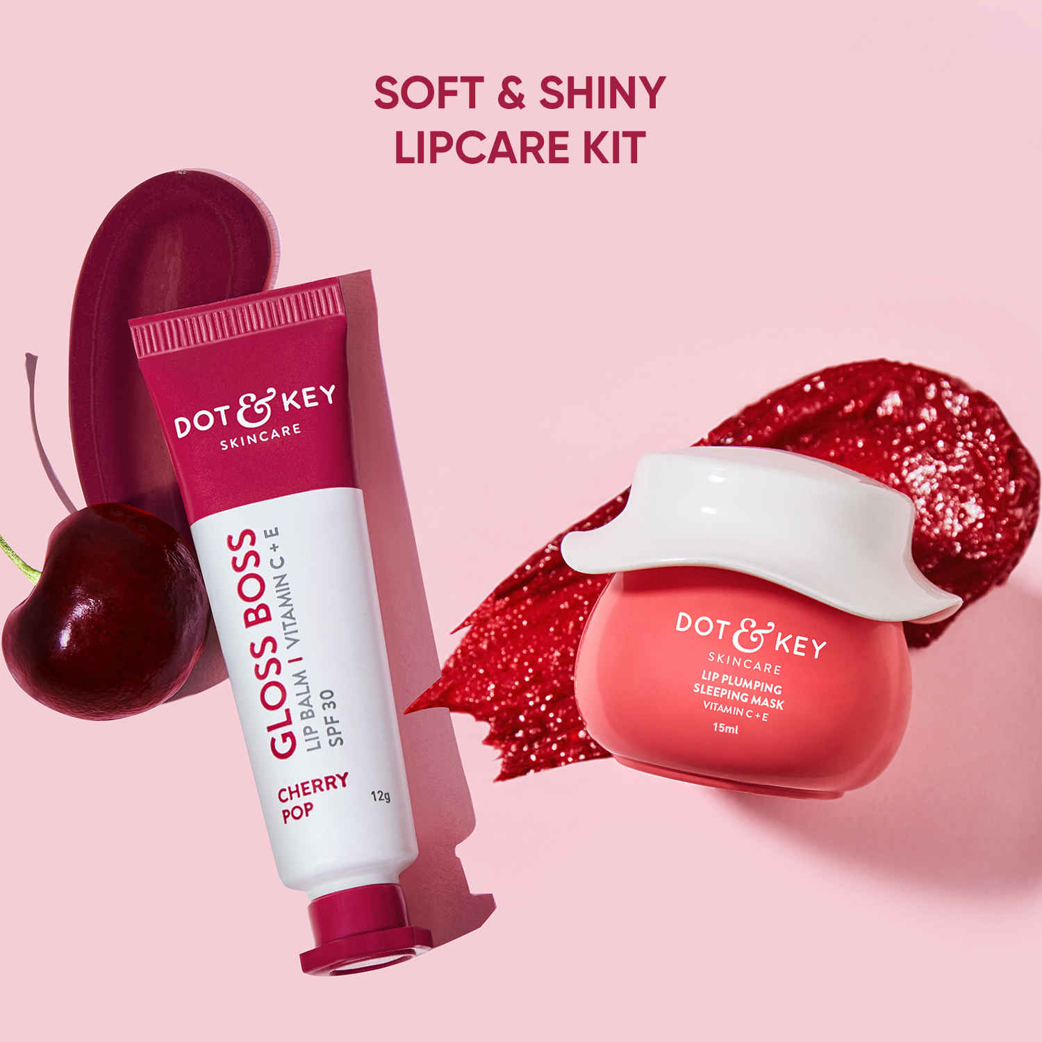 Buy Dot & Key Lip Plumpng Lip Care Gift Set - Vitamin C+E & Cherry - 27 gm | Lip Mask & Lip Balm - Purplle