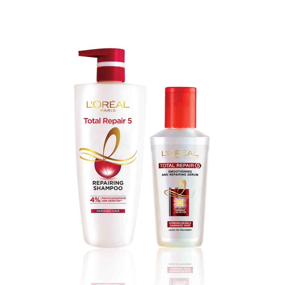 Buy L'Oreal Paris Total Repair 5 Shampoo & Serum Power Pack (Total Repair 5 Shampoo (1000 ml), Total Repair 5 Serum (80 ml)) - Purplle