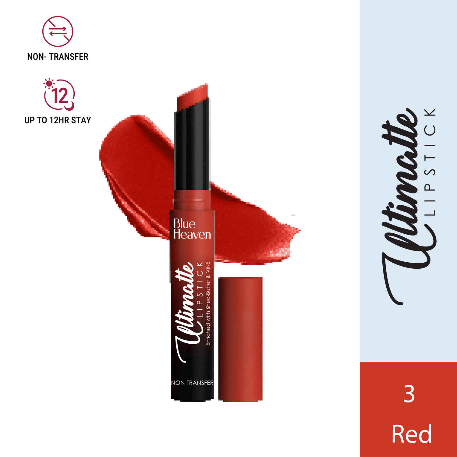 Buy Blue Heaven Ultimatte Non-Transfer Lipstick for women Enriched with Shea Butter & Vitamin E, Matte Finish, Smudge Proof & Waterproof Long Lasting Lipstick Upto 12Hrs, 03| 2.2 gm - Purplle