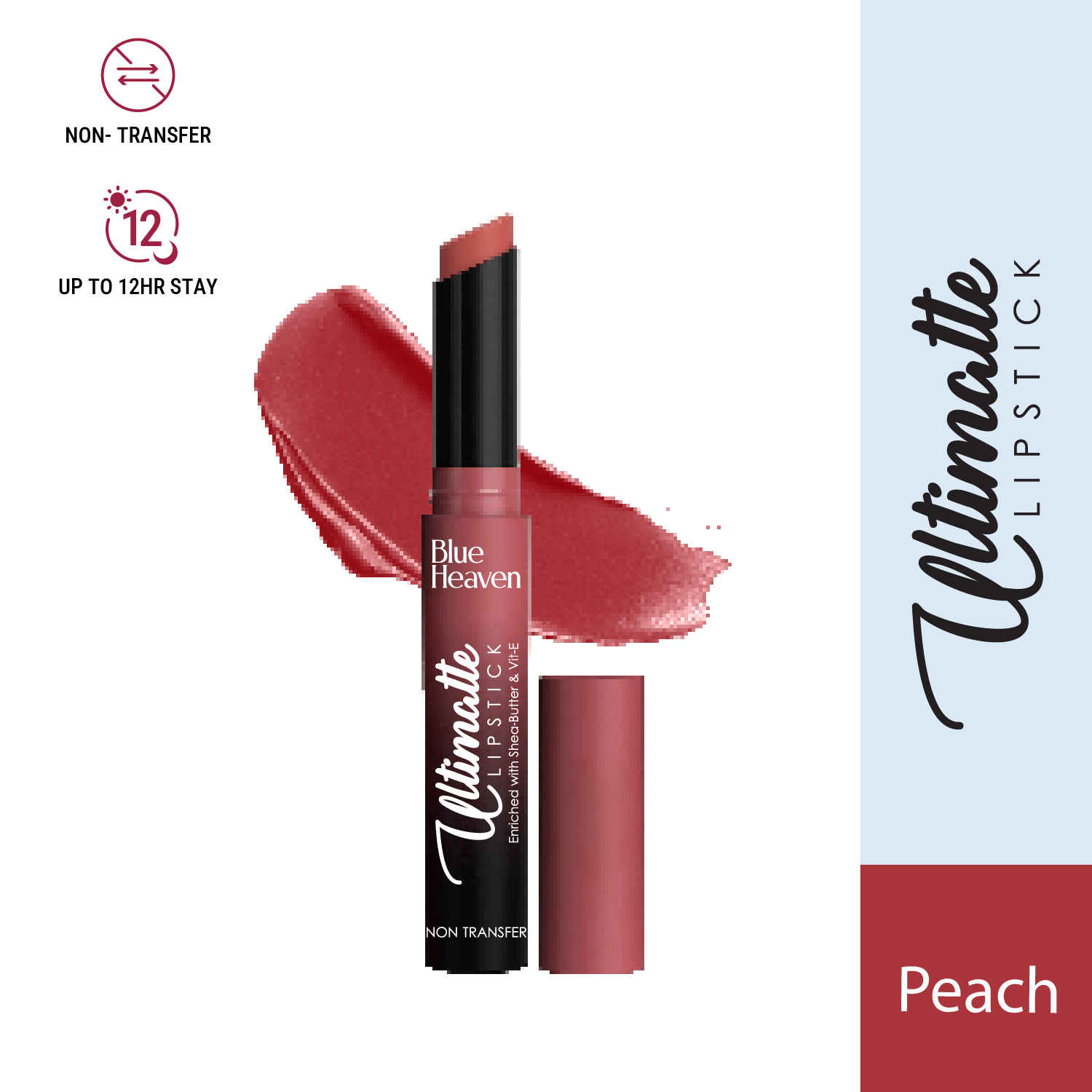 Buy Blue Heaven Ultimatte Non-Transfer Lipstick for women Enriched with Shea Butter & Vitamin E, Matte Finish, Smudge Proof & Waterproof Long Lasting Lipstick Upto 12Hrs, 07 | 2.2 gm - Purplle