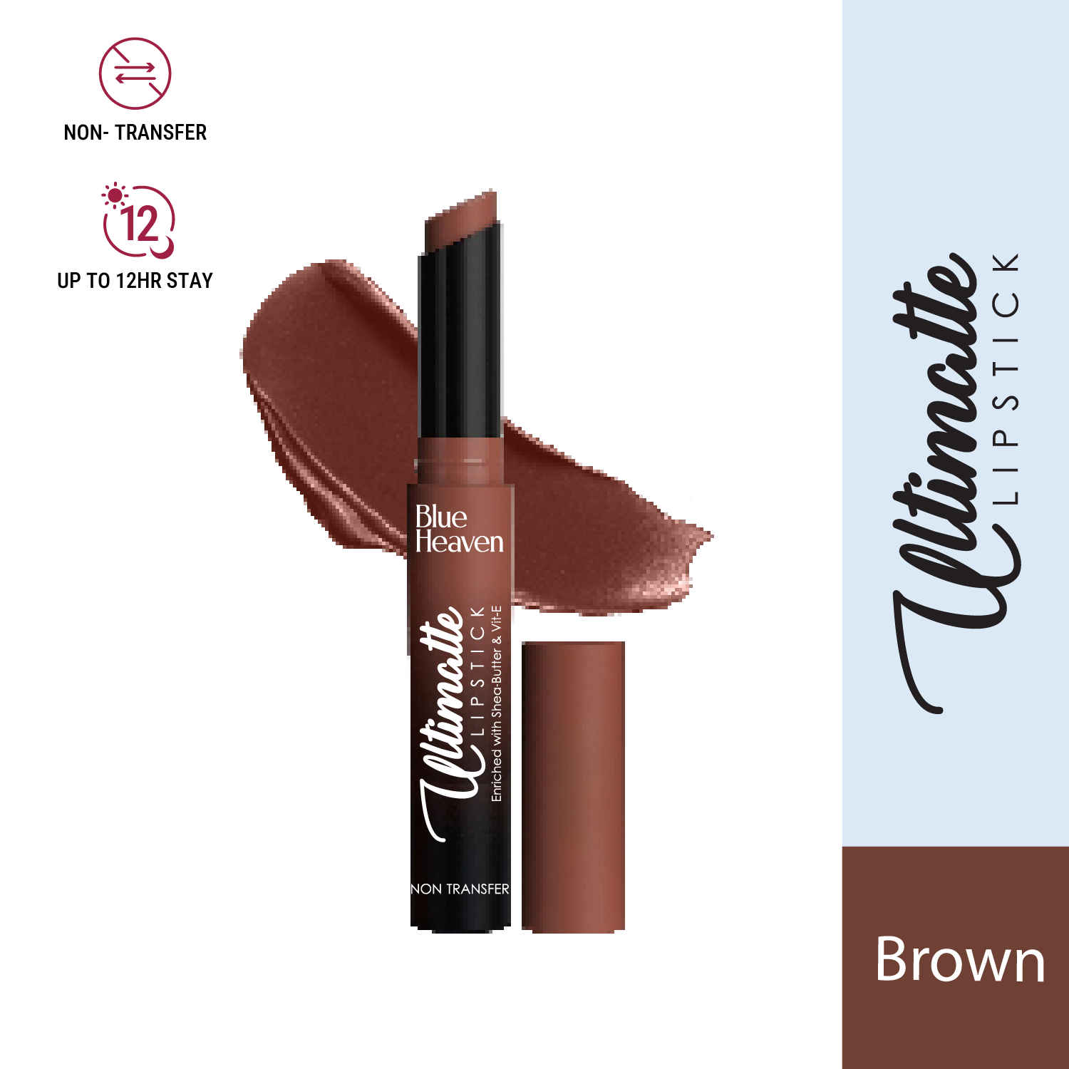 Buy Blue Heaven Ultimatte Non-Transfer Lipstick for women Enriched with Shea Butter & Vitamin E, Matte Finish, Smudge Proof & Waterproof Long Lasting Lipstick Upto 12Hrs, 12 | 2.2 gm - Purplle