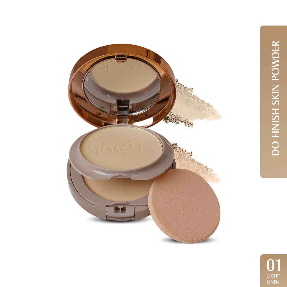 Buy Glam 21 Duo Finish, Bright Skin Powder | Smooth Satin Texture | Long-lasting Mate Finish | Light Linen-01 18 gm - Purplle