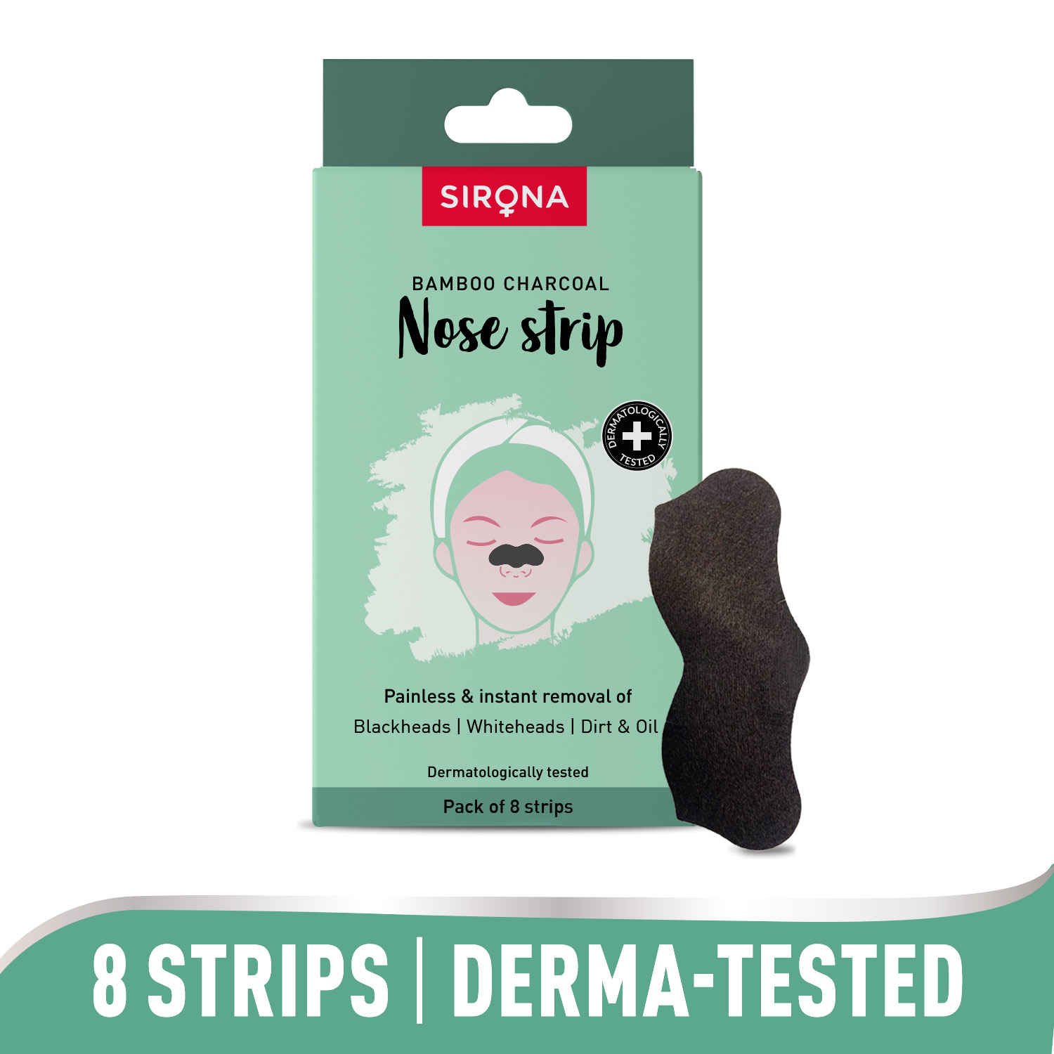Buy Sirona Bamboo Charcoal Nose Strips for Women | Removes Blackheads and Whiteheads | 8 Strips - Purplle
